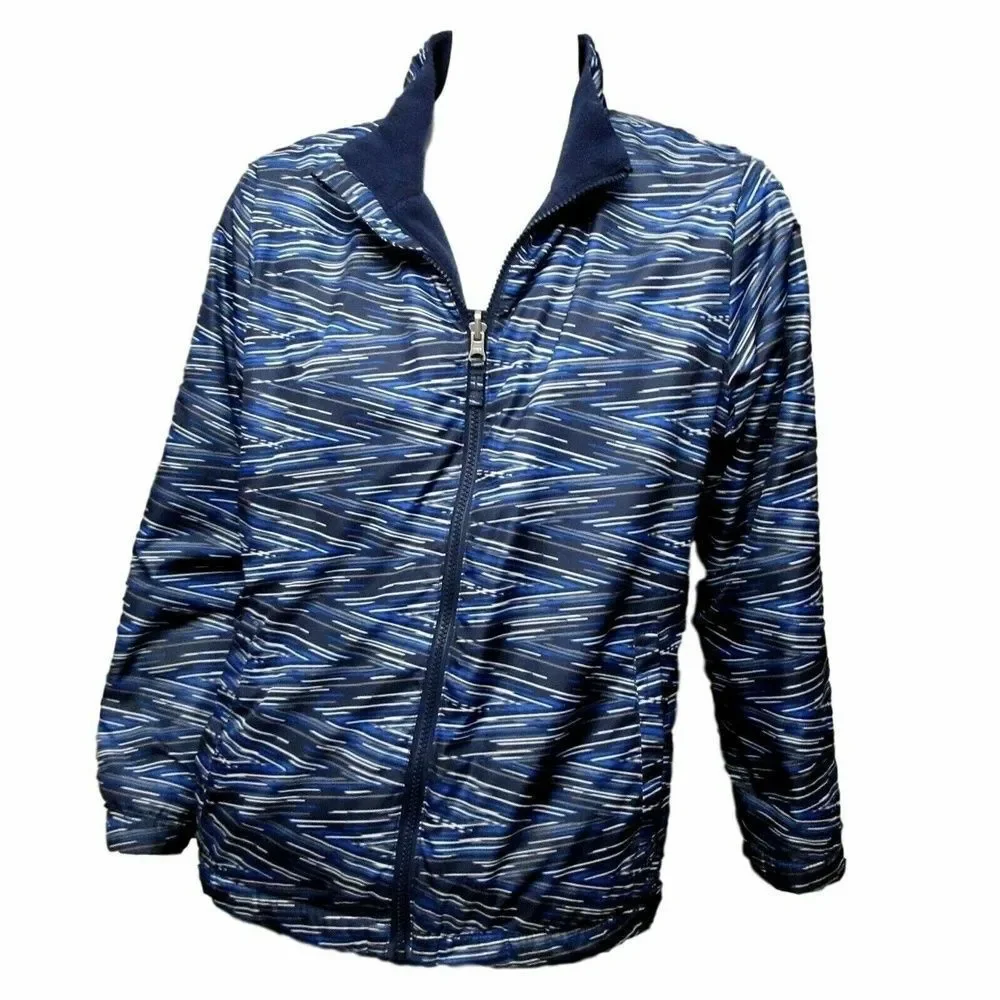 Swiss+Tech Blue Wave Pattern Full Zip Collar Casual Ski Jacket Boys XL 14-16